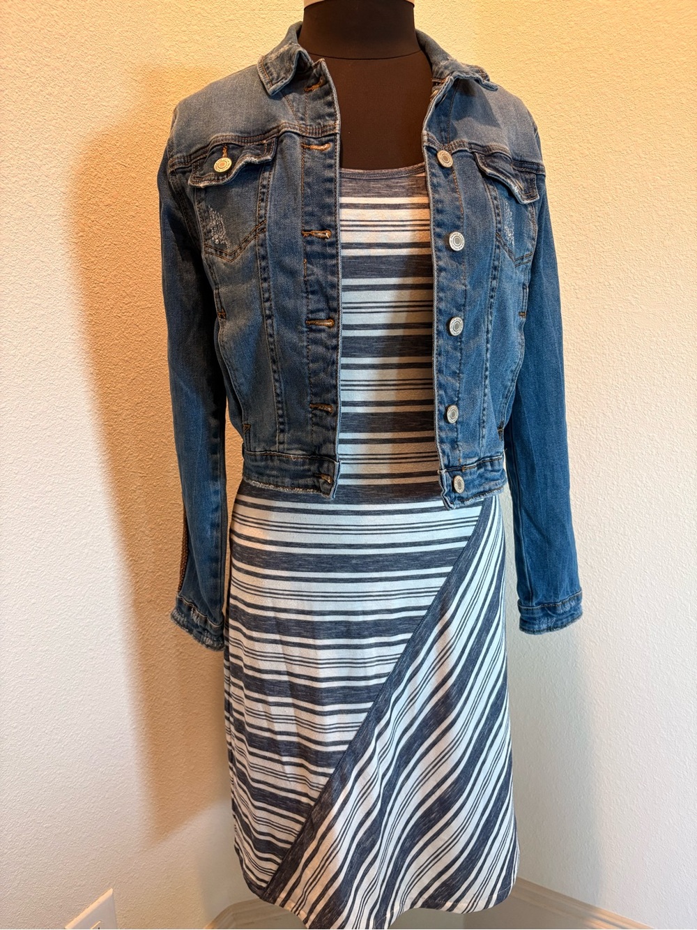 Dark Blue Denim Jacket with Button Front